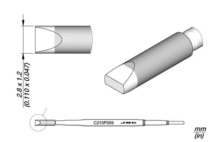 C210P009 - Chisel Cartridge 2.8 x 1.2